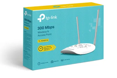 ACCESS POINT TP-LINK wireless 300Mbps, port 10/100Mbps, 2 antene externe, pasiv PoE, 2T2R, Client, Universal/ WDS Repeater, wireless Bridge, WPA/WPA2, QSS "TL-WA801N" (timbru verde 0.8 lei)