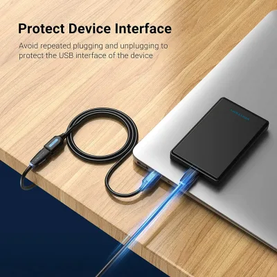 Cablu USB prelungitor Vention, USB 3.2 gen 1 (T) la USB 3.2 gen 1 (M), 1m rata transfer 5 Gbps, invelis PVC, negru, "CBHBF" (timbru verde 0.18 lei) - 6922794748866