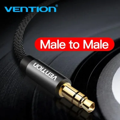 Cablu audio Vention, Jack 3.5mm (T) la Jack 3.5mm (T), 1m, conectori auriti, negru, "BAGBF" (timbru verde 0.08 lei)