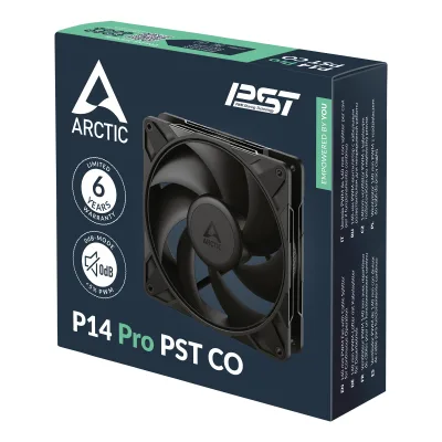 Ventilator Arctic "P14 Pro PST CO", 140mm, 600 - 3000 RPM, Dual Ball Bearing, 110 cfm, 4-Pin Fan Plug + 4-Pin Socket, lungime cablu 400 mm + 80 mm Daisy-Chain, negru, "ACFAN00316A" (timbru verde 0.18lei) - 4895265000409