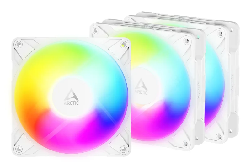 Set 3 ventilatoare Arctic "P12 Pro Reverse A-RGB (White) - 3 Pack", 120mm, 500 - 3000 RPM, FDB, 73 cfm, 4-Pin Fan Plug + 4-Pin/3-Pin A-RGB Plug + 3-Pin Socket, alb, "ACFAN00334A" (timbru verde 0.54lei)