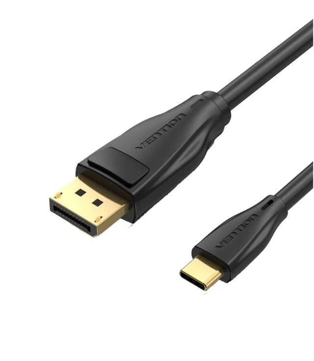 Cablu video Vention, USB Type-C(T) la DisplayPort(T), 2m, rezolutie maxima 8K la 60Hz/4K la 120Hz, conectori auriti, cupru, invelis PVC, negru, "CGYBH" (timbru verde 0.18lei) - 6922794756045