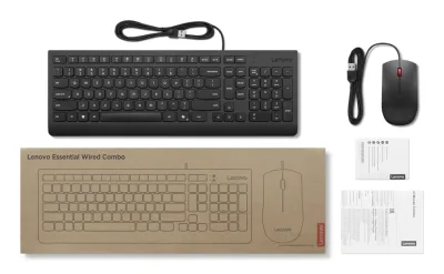 LENOVO Essential Wired Combo Keyboard & Mouse AI US English with Euro symbol 103P w/copilot button (US) "4X31R64439" (timbru verde 0.18 lei)