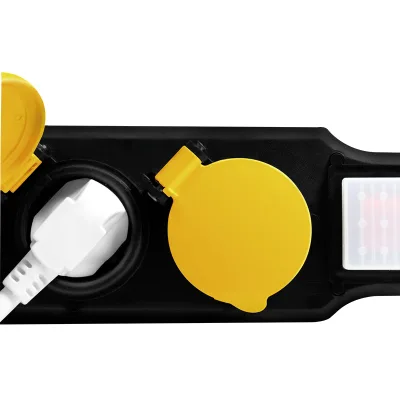PRELUNGITOR LOGILINK, Schuko x 3, conectare prin Schuko (T), cablu 1.5 m, 16 A, protectie stropire cu apa, negru/ galben, "LPS253" (timbru verde 0.18 lei)