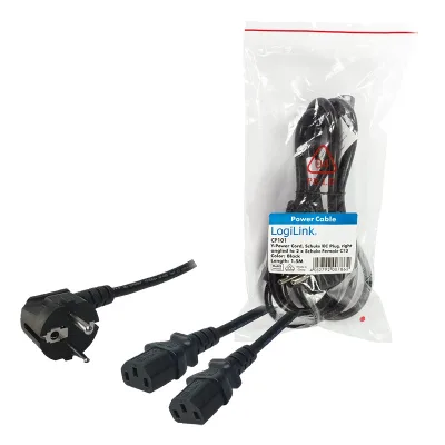 CABLU alimentare LOGILINK 1.7m, intrare Schuko, iesire 2 x C13, 10A, testat VDE, black, "CP101" (timbru verde 0.8 lei)
