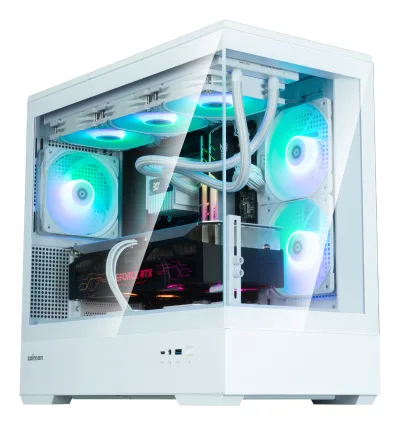 CARCASA Zalman "P30 v2", mini tower, gaming, fara sursa, suporta 9xfan, 3xfan inclus, PSU shroud, USB Type-C x 1, USB 3.1 gen1 x 1, audio+mic, 5 sloturi expansiune, alb, "P30 White V2" (timbru verde 0.24lei)
