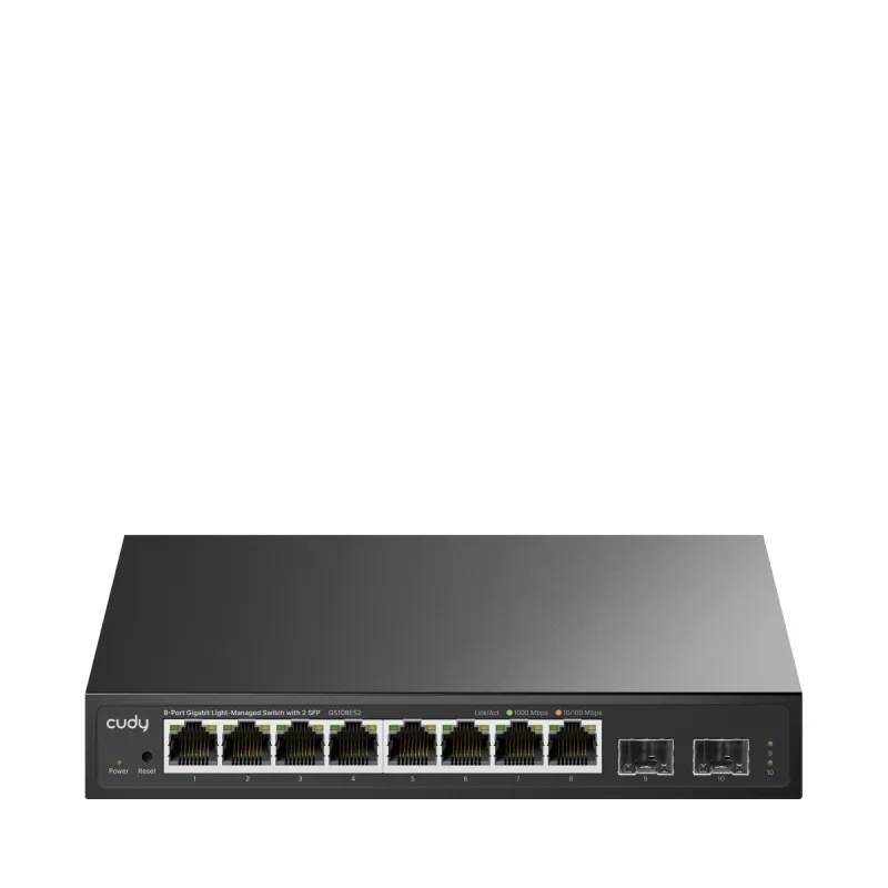 Cudy 8-Port Gigabit Easy-Managed Switch,  8× GbE, 2× 1.25G SFP, VLAN (802.1Q/MTU/Port-Based, QoS (802.1p/DSCP/Port-Based)