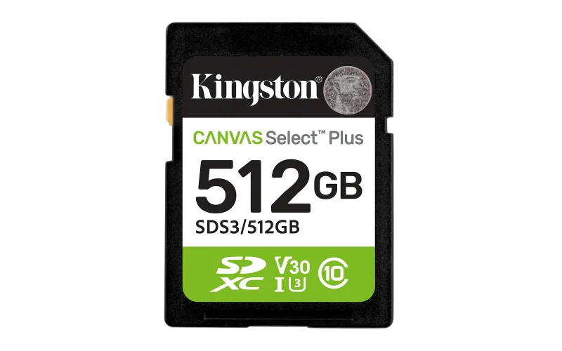 Card de memorie Kingston Canvas Select Plus Gen3 SDXC, 512 GB, Clasa 10