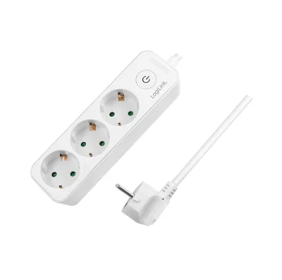 PRELUNGITOR LOGILINK, Schuko x 3, cablu 3G 1.5mm2, 230 V/16 A, 50 Hz, max. 3600 W, buton intrerupator iluminat, IP20, 1.5m, alb "LPS244" (include TV 0.80lei)