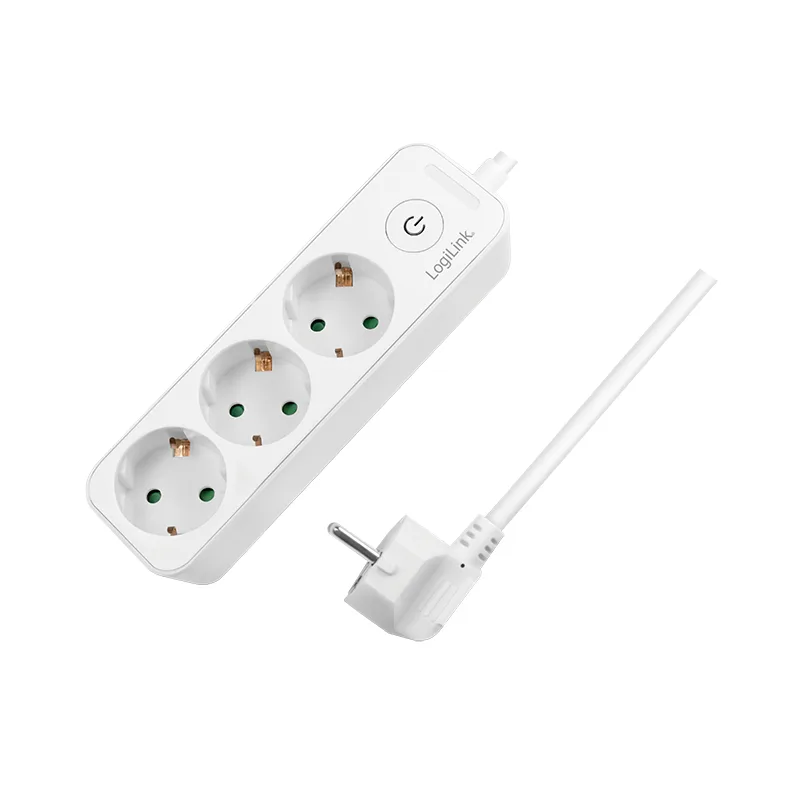 PRELUNGITOR LOGILINK, Schuko x 3, cablu 3G 1.5mm2, 230 V/16 A, 50 Hz, max. 3600 W, buton intrerupator iluminat, IP20, 1.5m, alb "LPS244" (include TV 0.80lei)