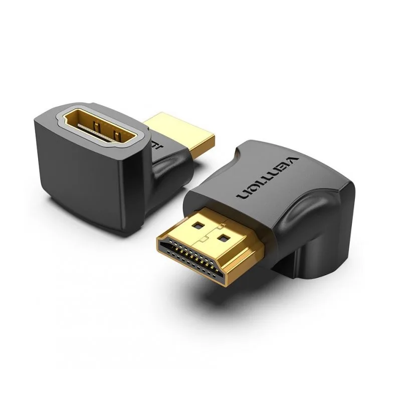 Adaptor video Vention, HDMI(T) la HDMI(M), rezolutie maxima 4K la 60Hz, conectori auriti, unghi 270 grade, invelis PVC, negru, "AINB0" (timbru verde 0.03lei) -  6922794747876