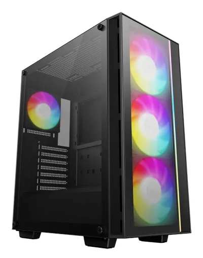 CARCASA DeepCool "MATREXX55",middle tower,gaming,fara sursa,suporta 8xfan, 4xfan inclus, USB 3.1 gen1x1, USB-C,audio+mic,7 sloturi expansiune,negru "R-MATREXX55-BCADA4-G-4" (timbru verde 0.32lei)