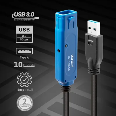 Lindy Cablu Extensie USB 3.0 Activ P 10m "LY-43157" (timbru verde 2.00 lei)