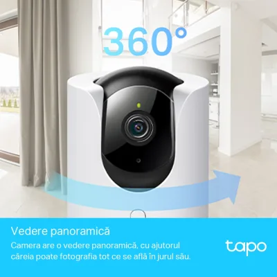 CAMERA IP TP-LINK, cube, pt. interior, dist. IR 9 m, 2K QHD (2560 × 1440 px), microfon, carcasa plastic, slot SD card, "Tapo C225" (timbru verde 0.8 lei)
