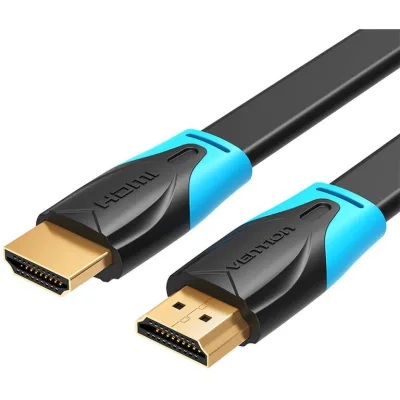 Cablu video Vention, HDMI(T) la HDMI(T), 1m, rezolutie maxima 4K la 60Hz, conectori auriti, cupru, plat, invelis PVC, negru, "VAA-B02-L100" (timbru verde 0.18lei) - 6922794716452