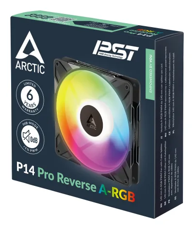 Ventilator Arctic "P14 Pro Reverse A-RGB", 140mm, 400 - 3000 rpm, FDB, 73 cfm, 4-Pin Fan Plug, LED 3-pin + 3-pin, negru, "ACFAN00323A" (timbru verde 0.18lei)