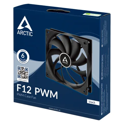 Set 5 ventilatoare Arctic "F12 PWM BK - 5 Pack", 120mm, 230 - 1350, FDB, 53 cfm, 4pin PWM, negru, "ACFAN00145A" (timbru verde 0.9lei) - 4895265000454