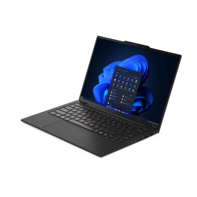 14 ThinkPad X1 Carbon Gen 13 Aura Edition, 2.8K OLED 120Hz VRR Touch, Procesor Intel® CoreTM Ultra 7 265U (12M Cache, up to 5.30 GHz), 64GB LPDDR5X, 1TB SSD, Intel Graphics, 5G, Win 11 Pro, Black, Paint "21NX0064RI" (timbru verde 3.5 lei)