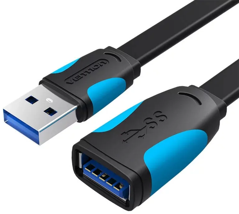 Cablu USB prelungitor Vention, 1m, USB 3.0 (T) la USB 3.0 (M), PVC, plat, negru, "VAS-A13-B100" (timbru verde 0.08 lei) -6922794719378