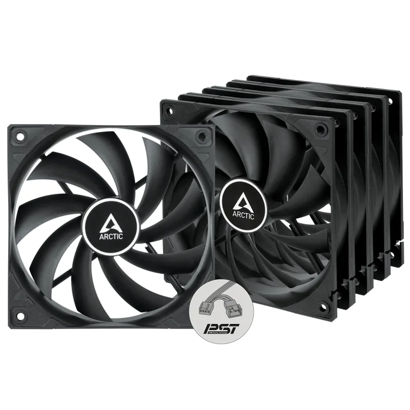 VENTILATOR ARCTIC PC, P12 PWM PST RGB Value Pack 3buc w/controler, 140x140x28mm, w/ PWM & cablu PST, low noise FD bearing, high static pressure, Black, "ACFAN00229A"