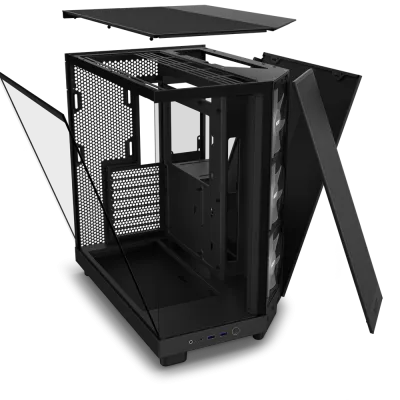 CARCASE NZXT H6 Flow RGB, Compact Dual-chamber, MiddleTower, Negru "CC-H61FB-R1 " (timbru verde 0.08 lei)