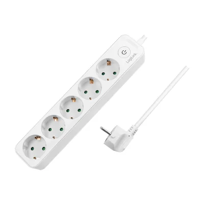 PRELUNGITOR LOGILINK, Schuko x 5, cablu 3G 1.5mm2, 230V/16A, 50 Hz, max. 3600 W, buton intrerupator iluminat, IP20, 1.5m, alb "LPS246" (include TV 0.80lei)