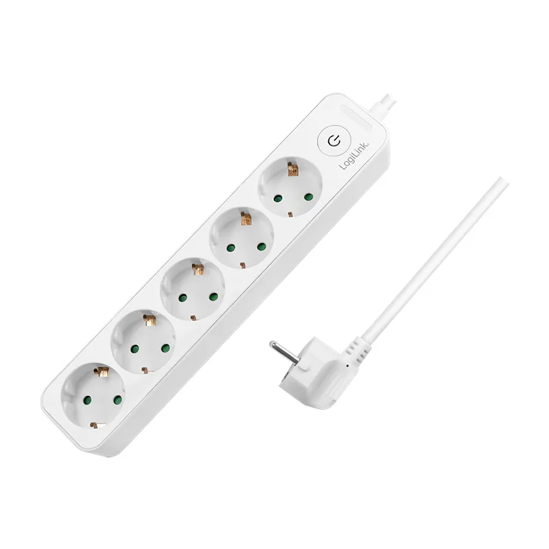 PRELUNGITOR LOGILINK, Schuko x 5, cablu 3G 1.5mm2, 230V/16A, 50 Hz, max. 3600 W, buton intrerupator iluminat, IP20, 1.5m, alb "LPS246" (include TV 0.80lei)