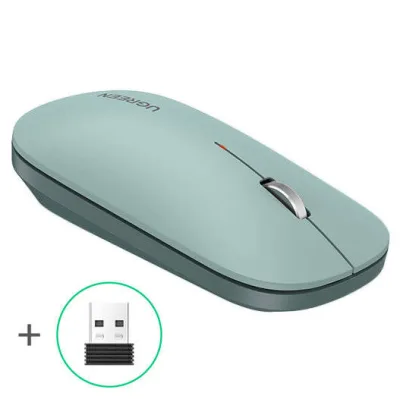 MOUSE Ugreen, "MU001" PC sau NB, wireless 2.4GHz, optic, 3/1 butoane/scroll, 4000 dpi, verde "90374" (timbru verde 0.18 lei) - 6957303893744
