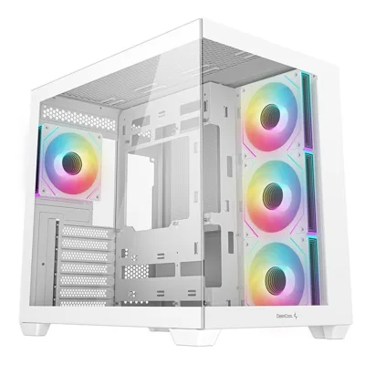 CARCASA DeepCool "CG530 4F WH", middle tower, gaming, fara sursa, suporta 14xfan, 4xfan inclus, USB Type-C x 1, USB 3.2 gen1 x 2, audio+mic, 7 sloturi expansiune, alb, "R-CG530-WHADA4-G-1" (timbru verde 0.32lei)