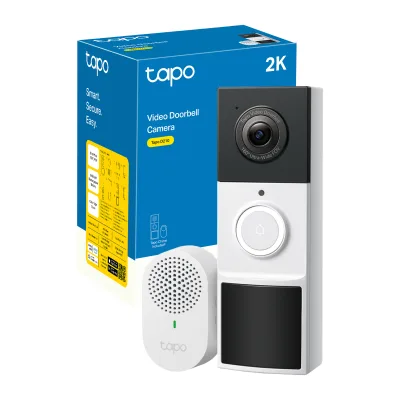 Video Doorbell Camera 1×Tapo D210 + 1×Tapo D100C SPEC: 2K 3MP(2304×1296), 2.4 GHz, 6400mAh rechargeable lithium-ion battery, Chime included FEATURE: Ringtones, Head to Toe View(16:9), Smart Detection and Notifications (Motion, people), Quick Response,