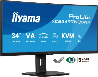 Monitor VA LED Iiyama 34" XCB3497WQSNP-B1, WQHD (3440 x 1440), HDMI, DisplayPort, Boxe, Ecran curbat (Negru) "XCB3497WQSNP-B1" (timbru verde 7 lei)