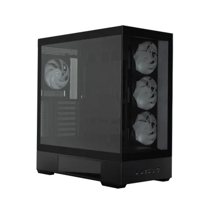 CARCASA Zalman "P40 DS", middle tower, gaming, fara sursa, suporta 10xfan, 4xfan inclus, PSU shroud, display 9.1inch, USB Type-C x 1, USB 3.1 gen1 x 2, audio+mic, , negru, "P40 DS Black" (timbru verde 0.32lei)