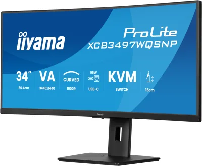 Monitor VA LED Iiyama 34" XCB3497WQSNP-B1, WQHD (3440 x 1440), HDMI, DisplayPort, Boxe, Ecran curbat (Negru) "XCB3497WQSNP-B1" (timbru verde 7 lei)