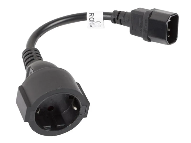 Cablu adaptor IEC 320 C14  Schuko(F) pentru UPS 20 cm negru
