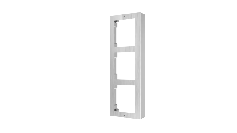Panou frontal pentru 3 module videointerfon modular Hikvision DS-KD- ACW3/S; permite conectarea a 3 module de videointerfon modular; montare aplicata; materia otel inoxidabil; dimensiuni: 320.8mm x 107mm x 4mm;