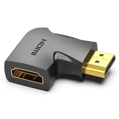Adaptor video Vention, HDMI(T) la HDMI(M), rezolutie maxima 4K la 60Hz, conectori auriti, unghi 90 grade, invelis PVC, adaptor vertical, negru, "AIPB0" (timbru verde 0.03lei) -  6922794747913