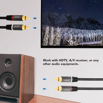 CABLU audio LOGILINK stereo (2x RCA T/T), 3m, conectori auriti, negru "CA1206" (timbru verde 0.08 lei)