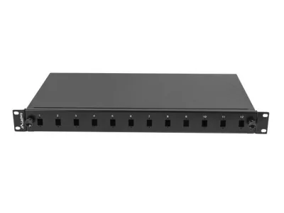 Patch panel fibră rack 19" 1U  12x SC simplex / 12x LC duplex, negru + accesorii