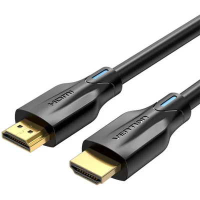 Cablu video Vention, HDMI(T) la HDMI(T), 2m, rezolutie maxima 8K la 60Hz/4K la 120Hz, conectori auriti, cupru/argint, invelis PVC, negru, "AANBH" (timbru verde 0.18lei) - 6922794743502