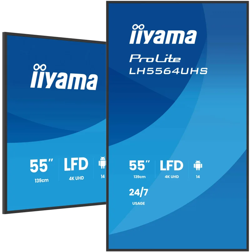 IIYAMA LFD LH5564UHS-B1AG 4K VA 55" 500cd 5000:1 6.5ms Android 14 OS, iiSignage, iiControl, iiShare, EShare, FailOver, TeamViewer, PDF & Media Player, iiBrowser, File manager "LH5564UHS-B1AG" (timbru verde 7 lei)