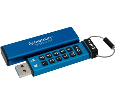 Memorie USB Kingston Keypad 200 64GB, USB 3.2, Albastru