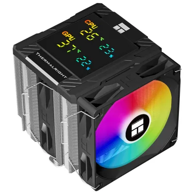 COOLER Thermalright "Peerless Assassin 120 Digital BlackArgb" skt. Intel si AMD, racire cu aer, vent. 2 x 120mm (TL-C12C-X28-S V2), 1850 rpm, 6 heatpipes, inaltime 162mm, ARGB,"Peerless Assassin 120 Digital BlackArgb"  (timbru verde 0.8 lei)