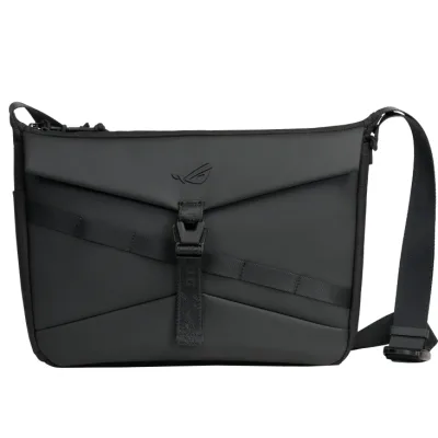 Geanta messenger ASUS pentru laptop, din poliester, captusita, cu curea reglabila, ROG Archer Messenger 14, max. 14 inch (Negru) "90XB0AR0-BME000"