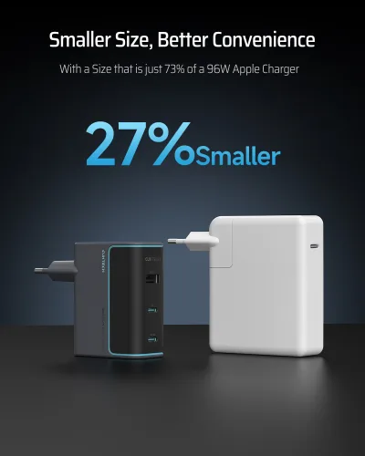 INCARCATOR retea Cuktech 2C1A Quick Charge 100W, 2 x USB Type-C Output, 1 x USB Output, include cablu USB Type-C la USB Type-C 1m, gri "CUKAD1003EUG" (timbru verde 0.18 lei)