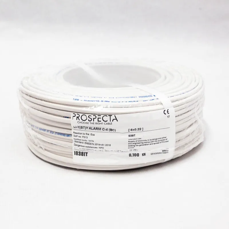 Cablu alarma 6 x 0.22 premium, cupru 100%, cod: I038IT, Li-Y(ST)Y, made in Italy, utilizare pentru sisteme de alarma, manta exterioara PVC alb, ecranare: folie de aluminiu laminata, raza de curbura 10x diametru, Peak Operating Voltage 250, Voltage