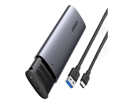 RACK extern Ugreen, "CM400" pt SSD M.2 NGFF SATA compatibile cu form factor 2280/2260/2242/2230,cablu inclus de 50 cm USB Type-C la USB,5Gbps,Al,gri "10903" (timbru verde 0.8 lei) - 6957303819034
