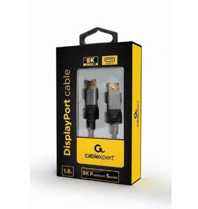 CABLU video GEMBIRD, DisplayPort (T) la DisplayPort (T), 1.8m, DP 1.4, premium, conectori auriti, rezolutie maxima 8K (7680 x 4320) la 60 Hz, negru, "CC-DP8K-6" (timbru verde 0.18 lei)