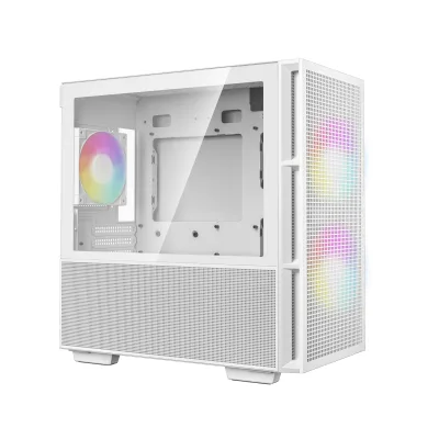 CARCASA DeepCool "CH360 WH", Mini Tower, ATX, fara sursa, 3xfan, USB 3.2 gen 1 x 1, USB 2.0 x 2, audio, PSU shroud,4 sloturi expansiune,iluminare ARGB,alb "R-CH360-WHAPE3-G-1" (timbru verde 0.24lei)