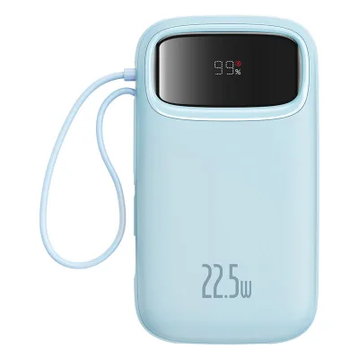 POWER BANK Baseus Qpow2 Digital Display, 20000mAh, 22.5W, 2 x USB Type-C output/input, 1 x Lightning, 1 x USB, include cablu USB Type-C la USB Type-C 30cm, albastru, "P10055002313-00" (timbru verde 0.98 lei) - 6932172636265