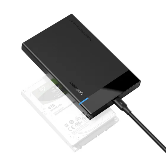 RACK extern Ugreen, "US221" pt HDD si SSD SATA 2.5" conectare USB 3.0 max 6 Gbps, 1 x 50cm USB Type-C to USB 3.0 Cable, ABS, negru "50743" (include TV 0.8lei) - 6957303857432